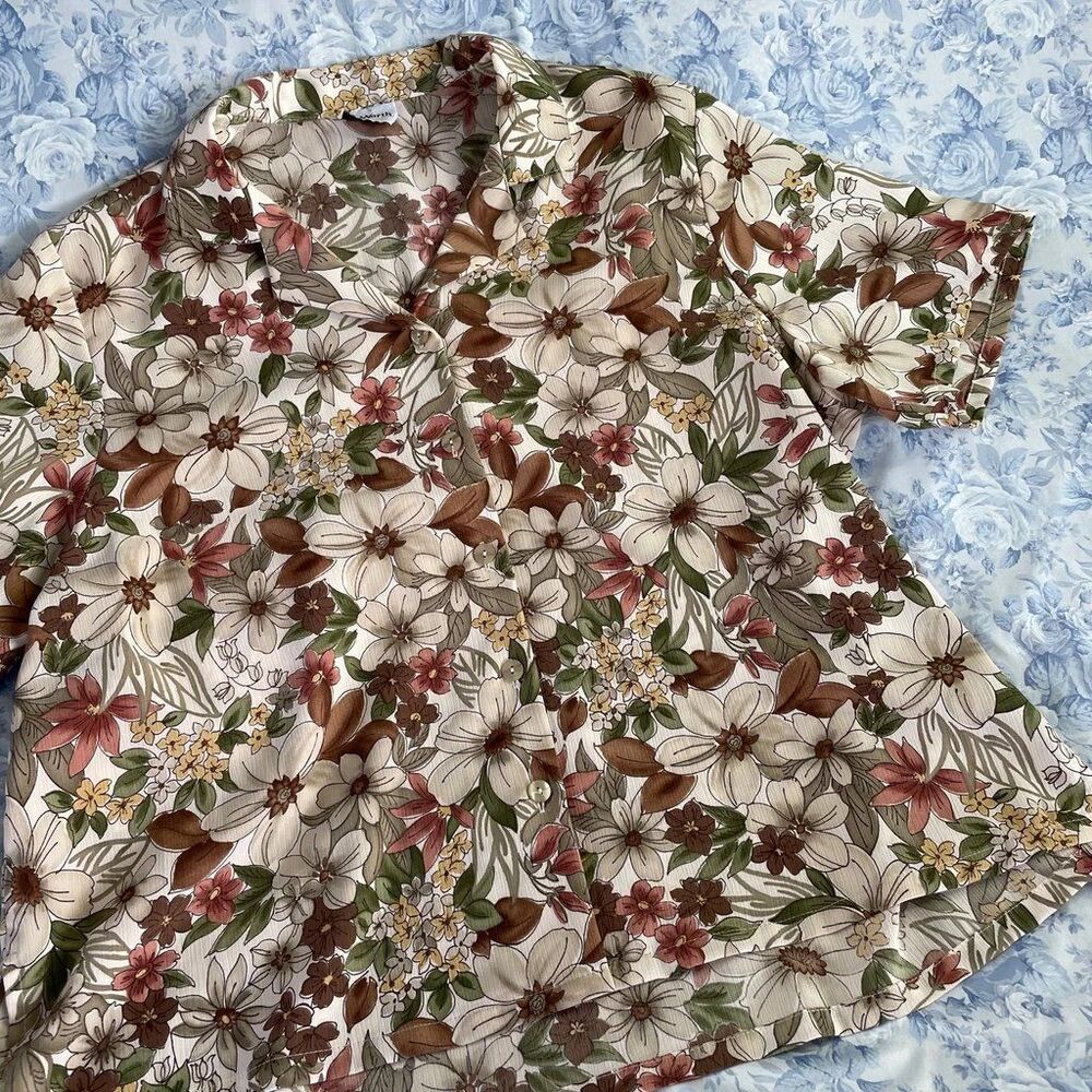 Vintage Floral GrandmaCore Top XL Hippy Boho Indie  Artsy Hipster Aesthetic Cute